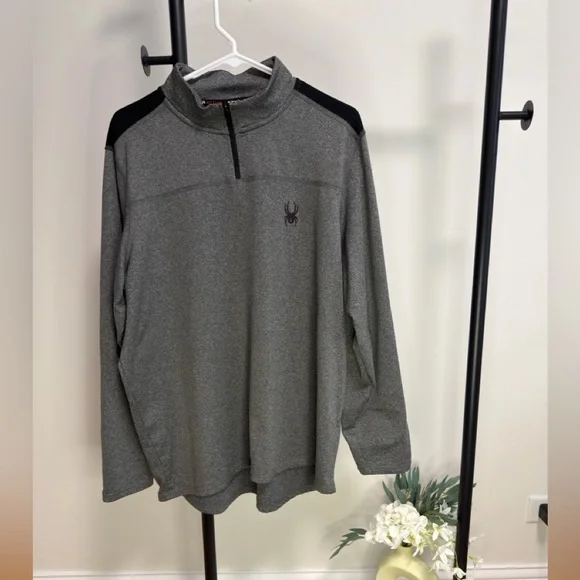 Spyder Activewear Gray Quarter Zip Pullover | Men’s Size L | Minimal Sport Core - Picture 2 of 7